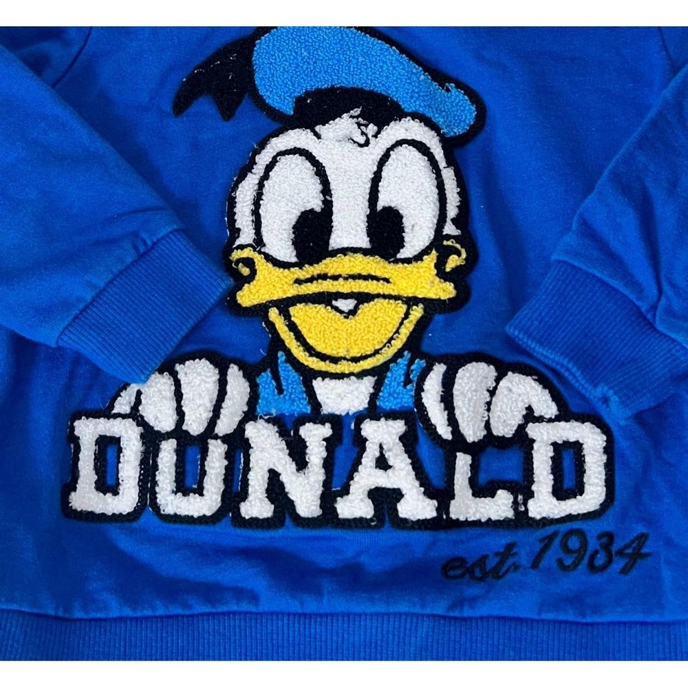 Disney Sweater 1.5-2yrs Blue Embroidered Sweatshirt Donald Duck Graphic Vintage - Picture 2 of 6